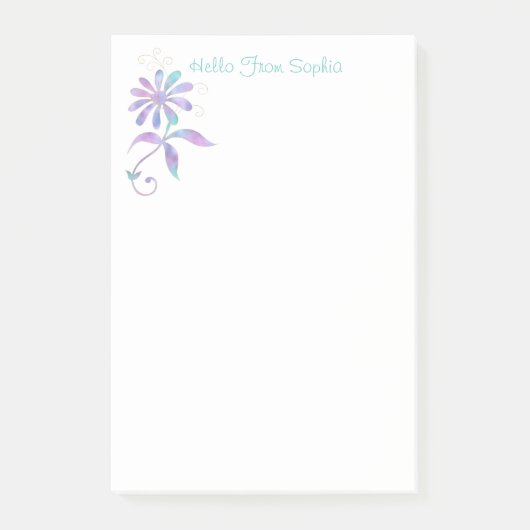 Trendy iriserende bloem, doe-het-zelf naam/bericht post-it® notes (Voorkant)