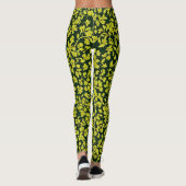 Trendy Italiaanse olijfblaadjes patroon, groene bl Leggings (Achterkant)