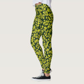 Trendy Italiaanse olijfblaadjes patroon, groene bl Leggings (Links)