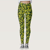 Trendy Italiaanse olijfblaadjes patroon, groene bl Leggings (Voorkant)
