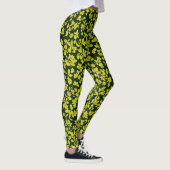 Trendy Italiaanse olijfblaadjes patroon, groene bl Leggings (Rechts)