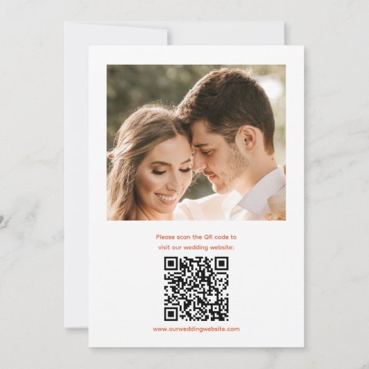 Trendy Italiaanse Zonsondergang Oranje Qr Code Fot Save The Date (Achterkant)