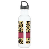 Trendy Jaguar print met roze lint en naam Waterfles (Achterkant)