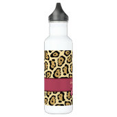 Trendy Jaguar print met roze lint en naam Waterfles (Links)
