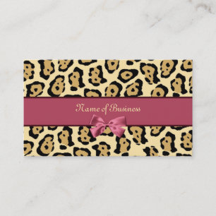 Trendy Jaguar print met roze lint Visitekaartje