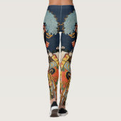 Trendy Japanse  Kunst Geisha Aziatisch kleurrijk  Leggings (Achterkant)