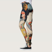 Trendy Japanse  Kunst Geisha Aziatisch kleurrijk  Leggings (Links)