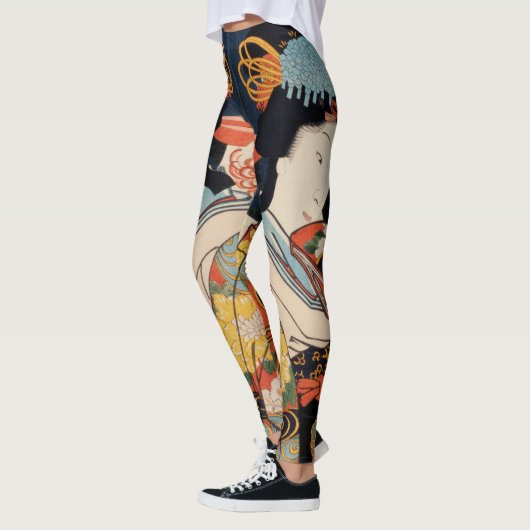 Trendy Japanse  Kunst Geisha Aziatisch kleurrijk  Leggings (Links)