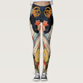 Trendy Japanse  Kunst Geisha Aziatisch kleurrijk  Leggings (Voorkant)