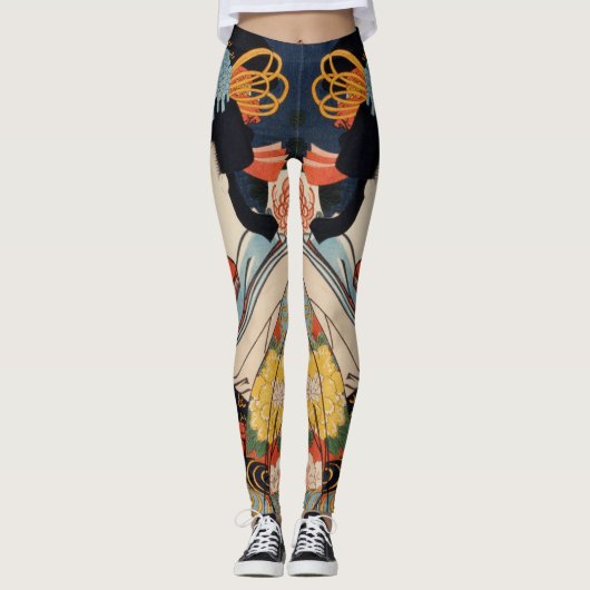 Trendy Japanse Kunst Geisha Aziatisch kleurrijk Leggings (Voorkant)