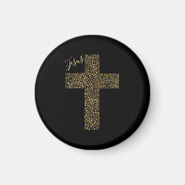 Trendy Jesus Gold Cross Black Magneet