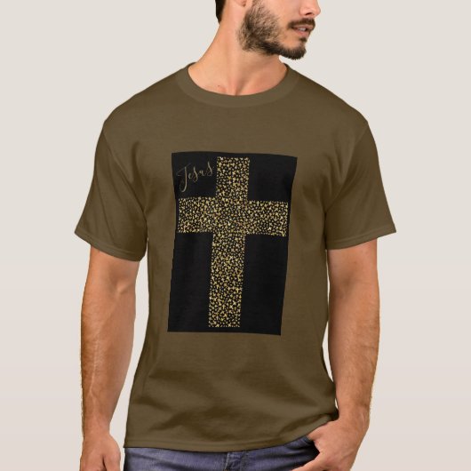Trendy Jesus Gold Cross T-shirt (Voorkant)