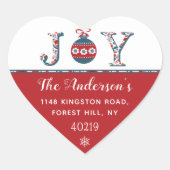 Trendy "Joy" Boho Bauble - adres voor kerstterugke Hart Sticker (Voorkant)