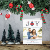 Trendy "Joy" Boho Bauble Fotokerst Feestdagen Kaart