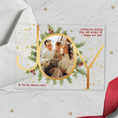 Trendy Joy Pine Boughs Krans Foto Kerst Kaart Acryl Uitnodigingen