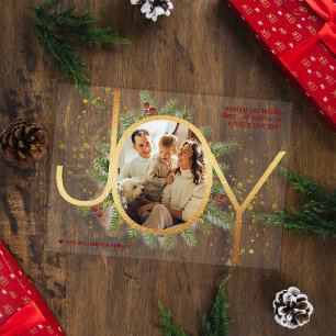 Trendy Joy Pine Boughs Krans Foto Kerst Kaart Acryl Uitnodigingen