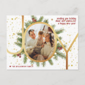 Trendy Joy Pine Boughs Krans Kerstfoto Feestdagenkaart (Voorkant)