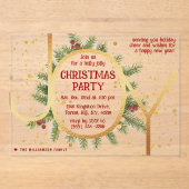 Trendy Joy Pine Boughs Wreath Christmas Party Acryl Uitnodigingen (Voorkant)