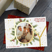 Trendy Joy Pine Boughs Wreath Christmas Photo Real Folie Feestdagenkaart
