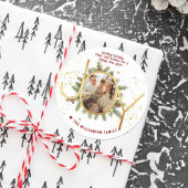 Trendy Joy Pine Boughs Wreath Christmas Photo Ronde Sticker