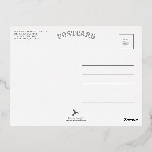 Trendy Joy Pine Boughs Wreats kerstfoto Real Folie Feestdagen Briefkaart (Achterkant)