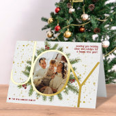 Trendy Joy Pine Boughs Wreats kerstfoto Real Folie Wenskaart