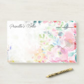 Trendy Joyful Waterverf Flowers 10" x 6" Post-it® Notes (Op bureau)