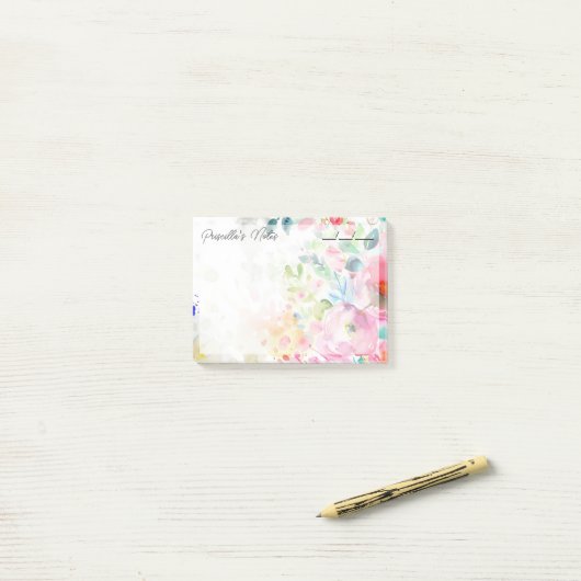 Trendy Joyful Waterverf Flowers 4" x 3" Post-it® Notes (Op bureau)