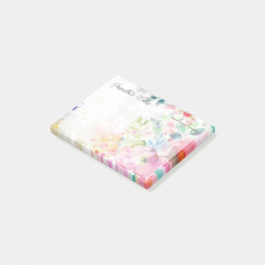 Trendy Joyful Waterverf Flowers 4" x 3" Post-it® Notes (Schuin)