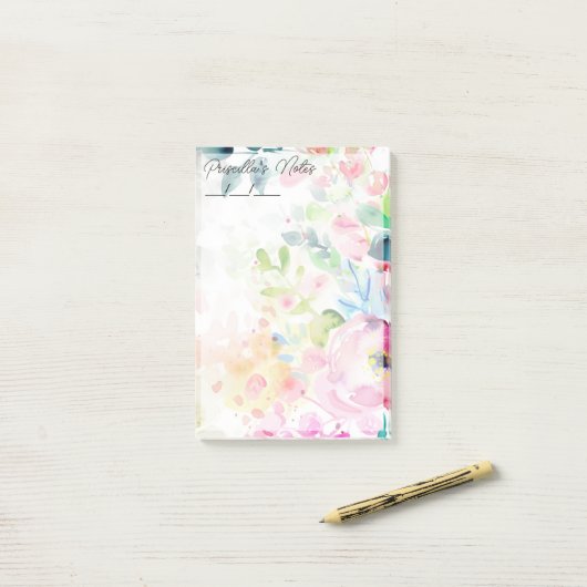 Trendy Joyful Waterverf Flowers 4" x 6" Post-it® Notes (Op bureau)