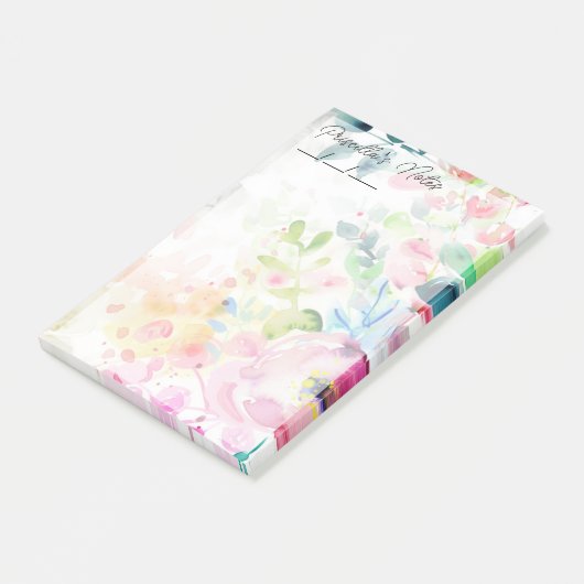 Trendy Joyful Waterverf Flowers 4" x 6" Post-it® Notes (Schuin)