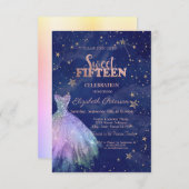 Trendy jurk sterren marineblauw holografisch zoet  kaart (Voorkant / Achterkant)