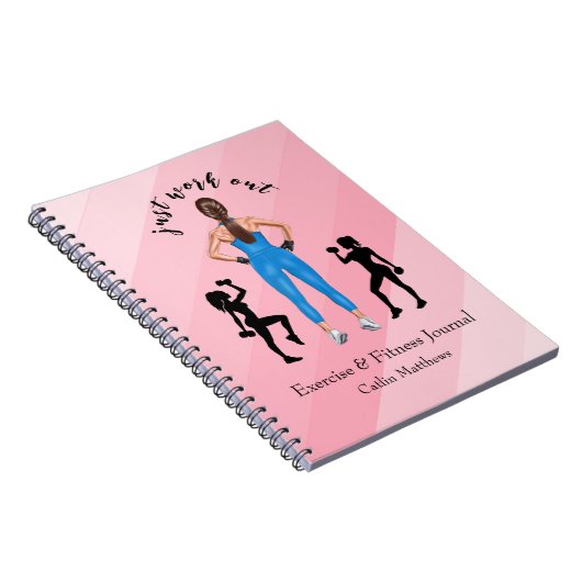 Trendy "Just Work Out" Oefening & Fitness Journal Notitieboek (Rechterzijde)