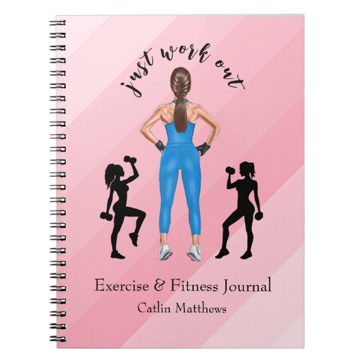 Trendy "Just Work Out" Oefening & Fitness Journal Notitieboek (Voorkant)