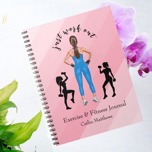 Trendy "Just Work Out" Oefening & Fitness Journal Notitieboek