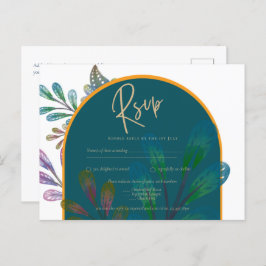 Trendy juweeltonen turkoois wijnrood goud bruiloft briefkaart