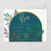 Trendy juweeltonen turkoois wijnrood goud bruiloft briefkaart (Voorkant)