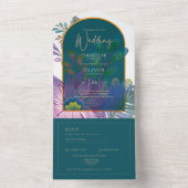 Trendy juweeltoon-thee-maroon goud bruiloft all in one uitnodiging (Binnen)