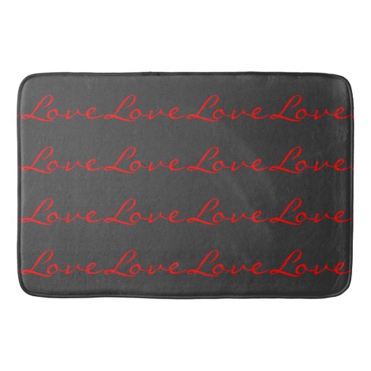 Trendy kalligrafie grijs rood liefde bruiloft badmat (Voorkant)