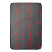 Trendy kalligrafie grijs rood liefde bruiloft badmat (Voorkant Verticaal)