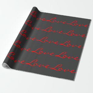 Trendy kalligrafie grijs rood liefde bruiloft cadeaupapier