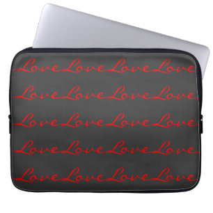 Trendy kalligrafie grijs rood liefde bruiloft laptop sleeve