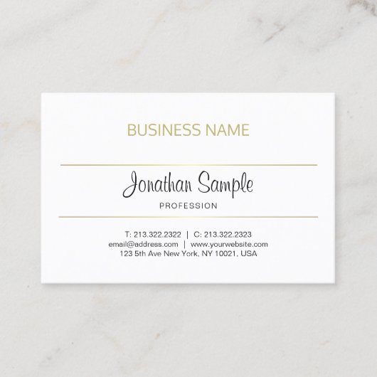 Trendy kalligrafie Script Gold Design Luxe Chique Visitekaartje (Voorkant)