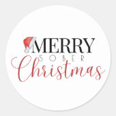 Trendy kalligrafie Vrolijk nuchtere kerst nuchterh Ronde Sticker (Voorkant)