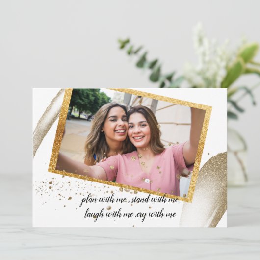 trendy kalligrafie zal mijn bruidsmeisje Invit zij Kaart (Staand voorkant)