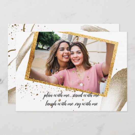 trendy kalligrafie zal mijn bruidsmeisje Invit zij Kaart (Voorkant / Achterkant)