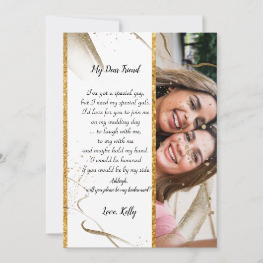 trendy kalligrafie zal mijn bruidsmeisje zijn kaart (Voorkant)