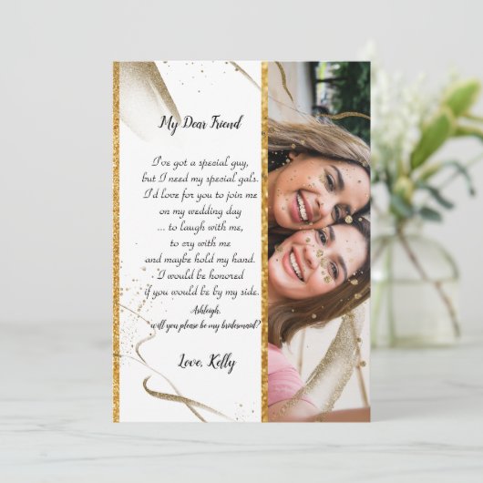 trendy kalligrafie zal mijn bruidsmeisje zijn kaart (Staand voorkant)