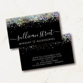 Trendy kalligrafiescript Black Silver Glitter Visitekaartje