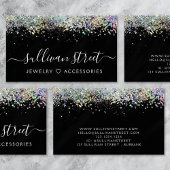 Trendy kalligrafiescript Black Silver Glitter Visitekaartje